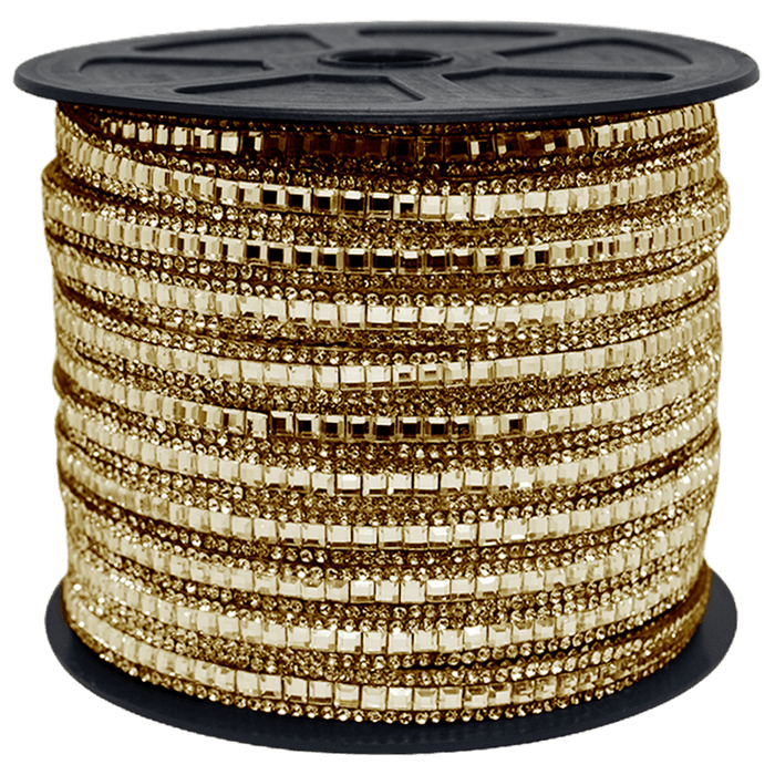 Tira de Strass Espelhada 0,7cm - Ouro Light - 2141 - BM Strass
