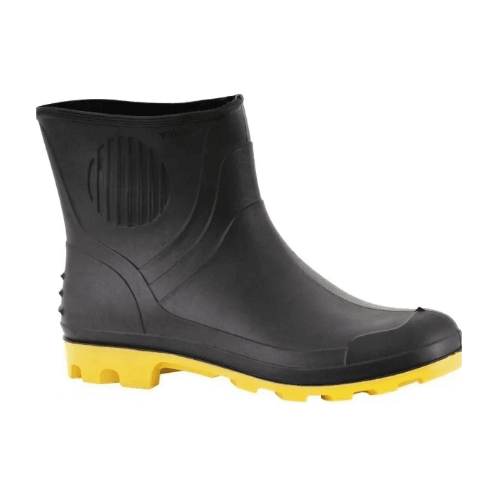 Bota Preta de Sola Amarela de PVC impermeável nº45/46
