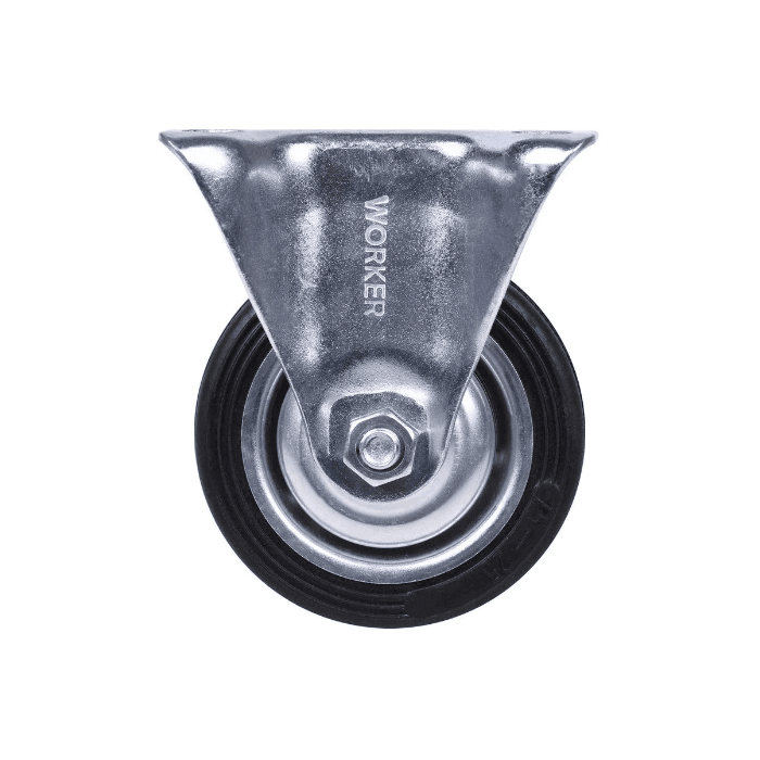 Rodízio de Borracha 5" 125mm Fixo Preto Worker