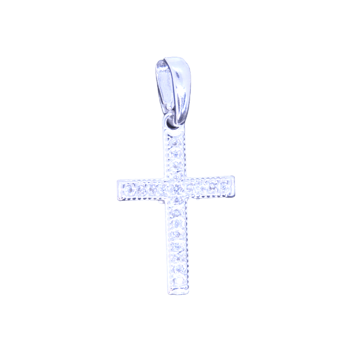 Pingente prata cruz com zircônia - FloriPratas