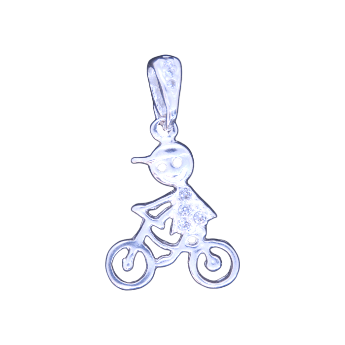 Pingente Prata Menino de Bicicleta - FloriPratas