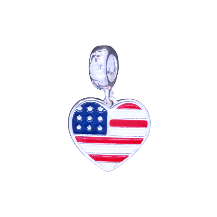 Berloque Prata Coração EUA - FloriPratas