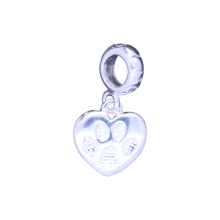 Berloque Prata Pata de cachorro em coração - FloriPratas