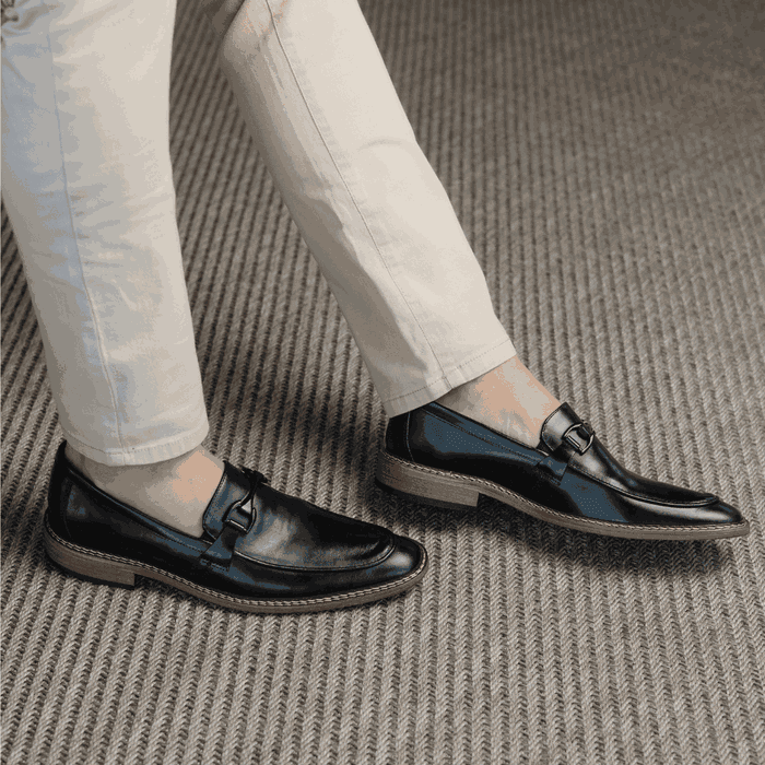 Sapato Social Masculino Loafer Haifa Preto Grife Couro