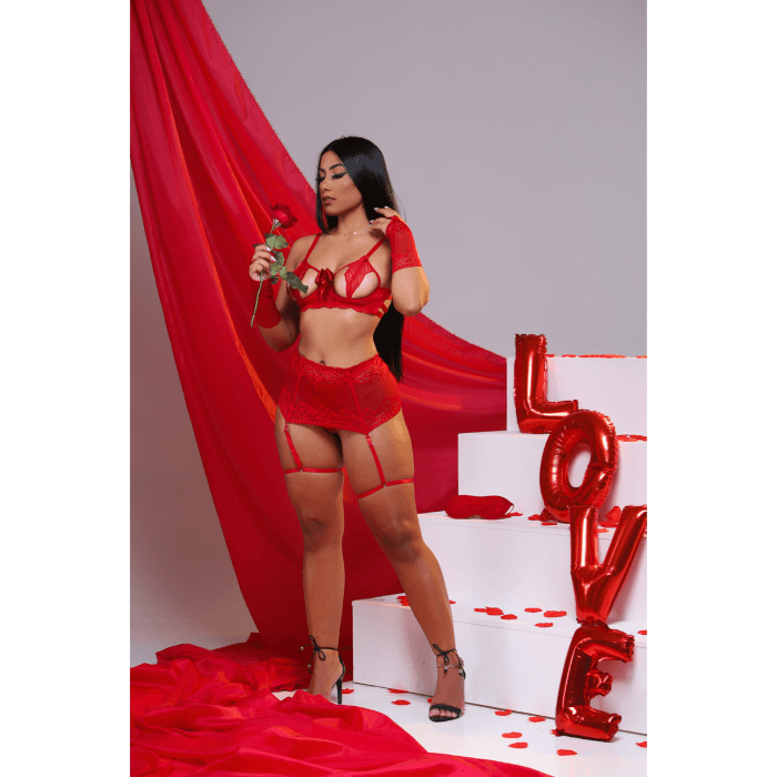 Saia Sexy Com Cinta Liga - 9001 Rubi - LISERIE