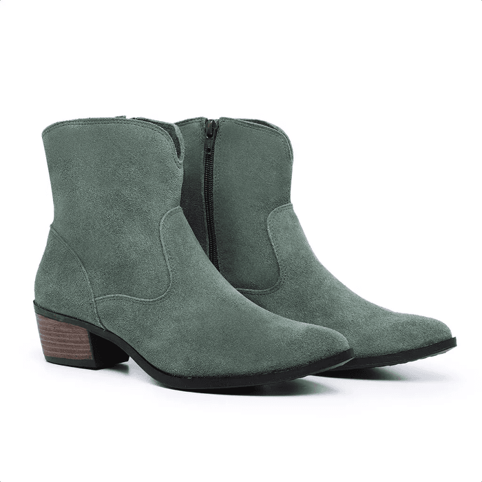 Bota Texana Camélia Feminina Cano curto Camurça Ve... - NAYKAZUMI