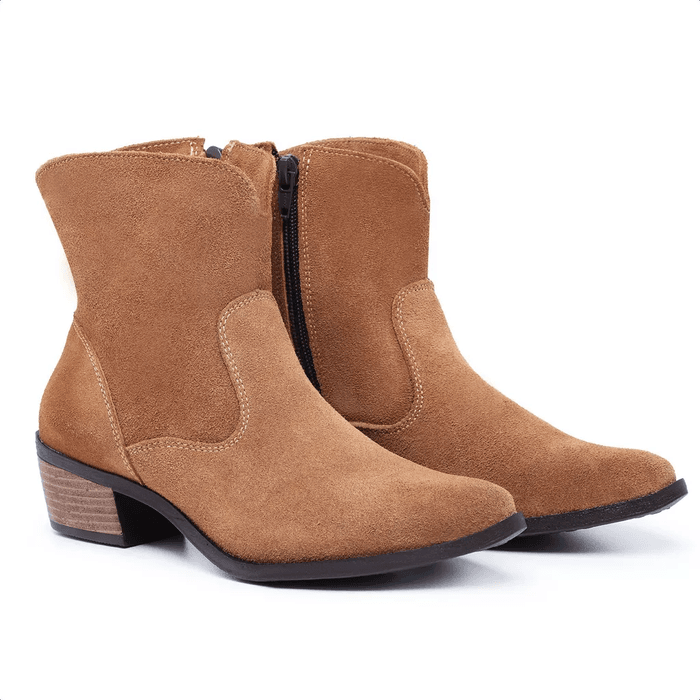 Bota Texana Camélia Feminina Cano curto Camurça - NAYKAZUMI