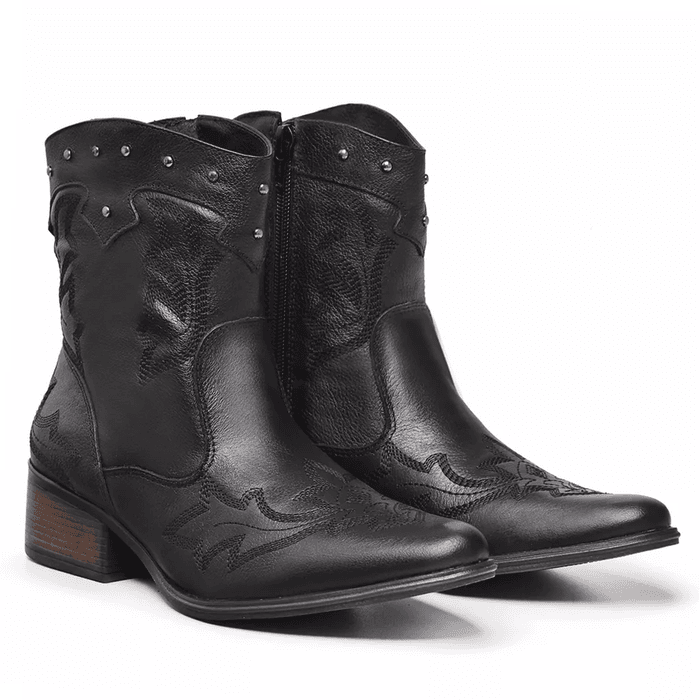 Bota Texana Maraisa Feminina Cano curto Preta - NAYKAZUMI