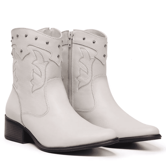 Bota Texana Maraisa Feminina Cano curto Off white - NAYKAZUMI