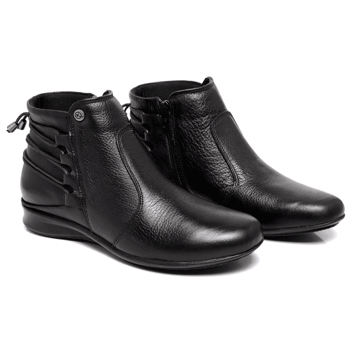 Bota Feminina Laura laço Soft Preta Couro legítimo... - NAYKAZUMI