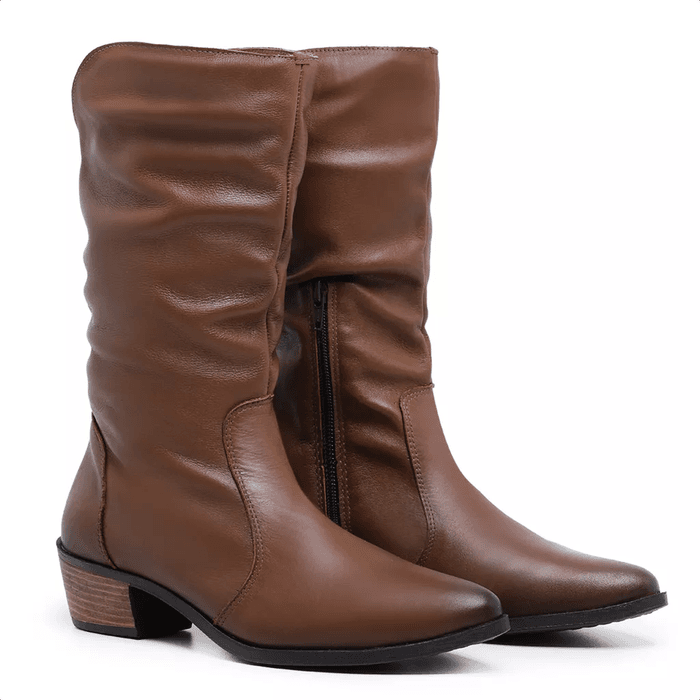 Bota Feminina Samara salto 3,5 couro legítimo Moch... - NAYKAZUMI