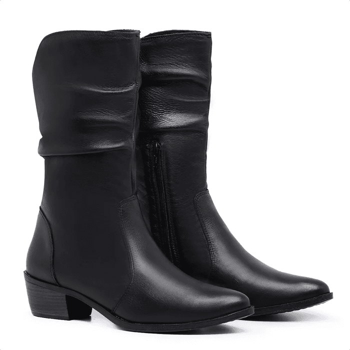 Bota Feminina Samara salto 3,5 couro legítimo Pret... - NAYKAZUMI
