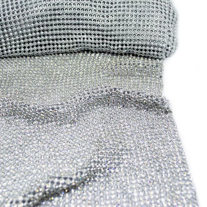 Malha de Strass Colméia 120x55cm - Cristal, Prata ... - BM Strass