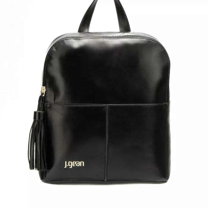 Mochila Feminina de Couro Legítimo cor Preto J.Gean cod. MC0001 