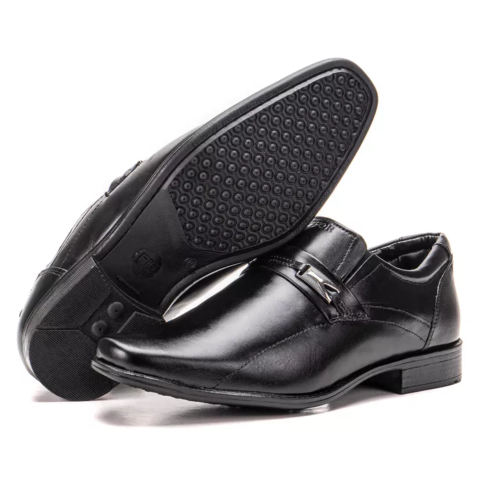 Sapato De Couro Masculino Preto Confortável Espuma... - KÉFFOR Calçados