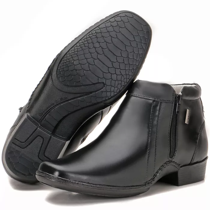 Bota Botina Masculina Em Couro Preto Zíper Macio N... - KÉFFOR Calçados