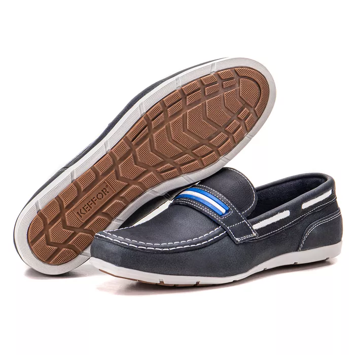 Mocassim Masculino De Couro Marinho Leve Caribe - ... - KÉFFOR Calçados