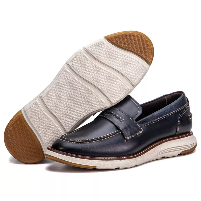 Sapato Casual De Couro Masculino Mocassim Marinho ... - KÉFFOR Calçados