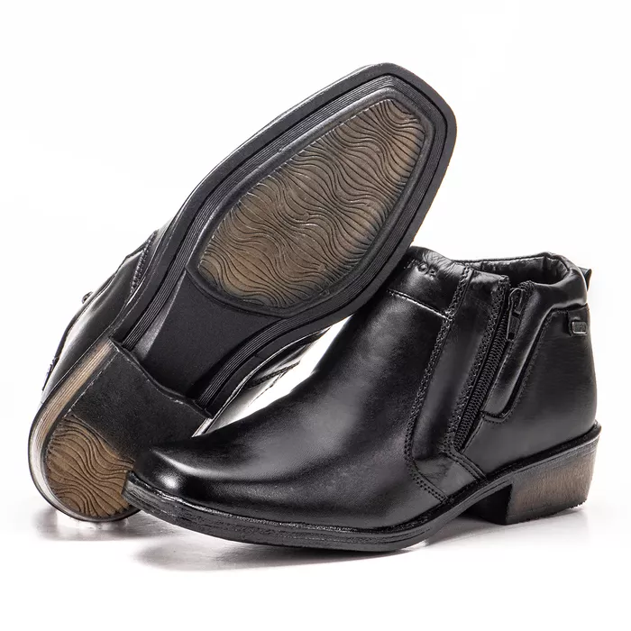 Bota de Couro Legítimo Social Country Preto Arizon... - KÉFFOR Calçados