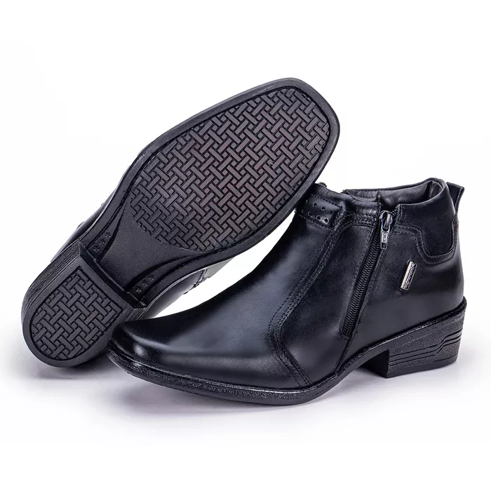 Bota Social Country De Couro Espumada Preto Arizon... - KÉFFOR Calçados