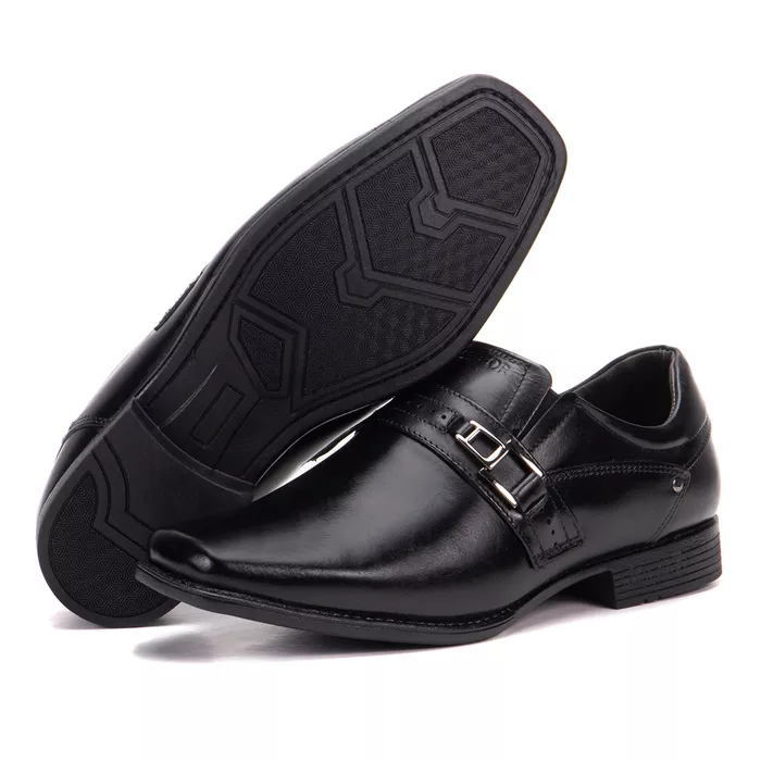 Sapato Masculino Bico Quadrado Couro Preto Metrópo... - KÉFFOR Calçados