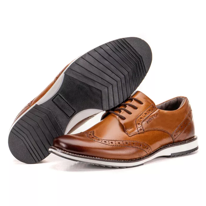 Sapato Oxford De Couro Caramelo Brogue Forro De Co... - KÉFFOR Calçados