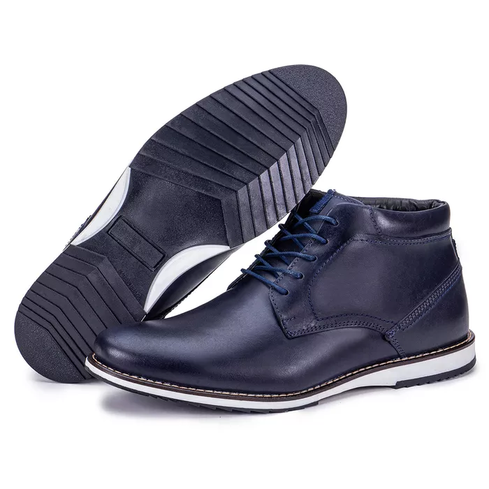 Sapato Oxford Derby De Couro Cano Curto Marinho Ma... - KÉFFOR Calçados