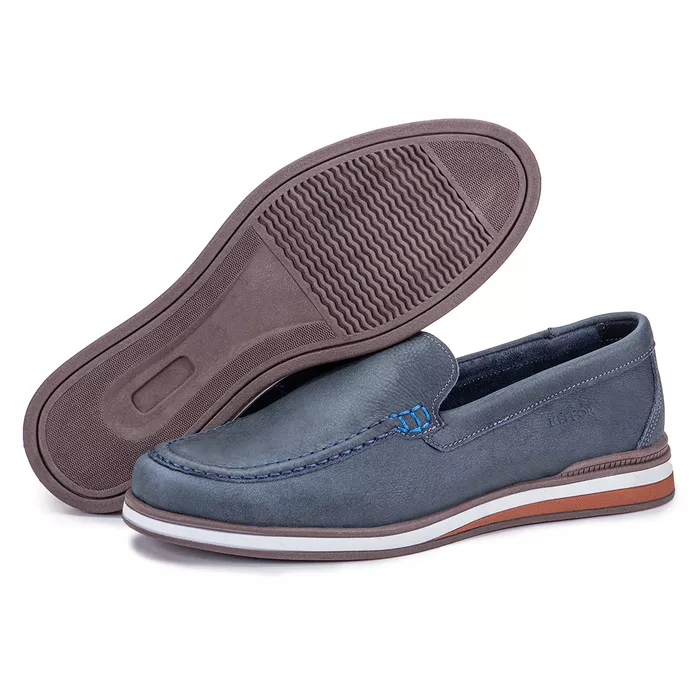 Mocassim Masculino De Couro Legítimo Marinho Leve ... - KÉFFOR Calçados