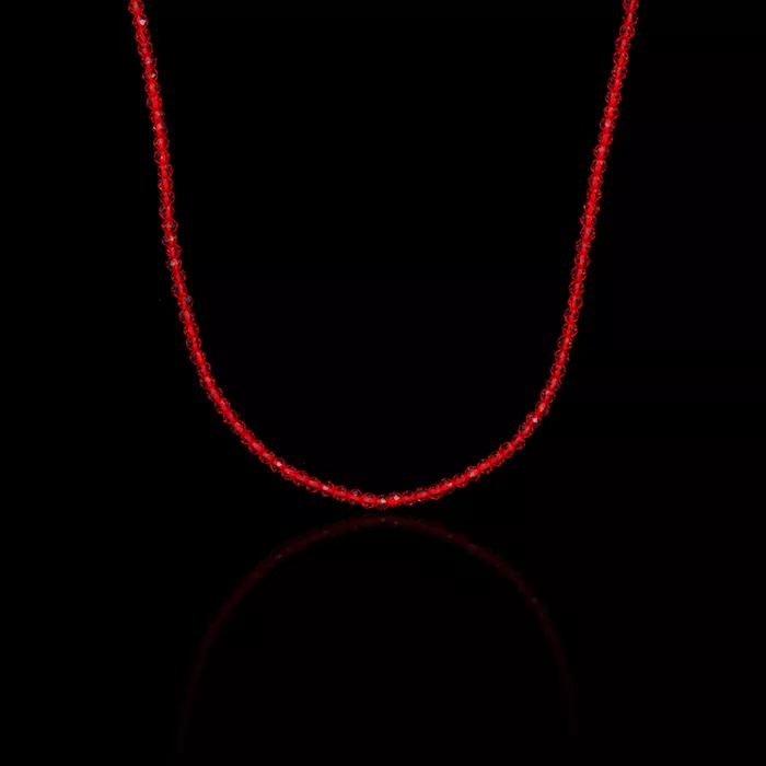 Colar Pedra Natural Espinélio Vermelho Prata 925 