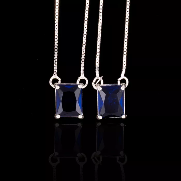 Escapulário Zircônia Safira 10x8mm Prata 925