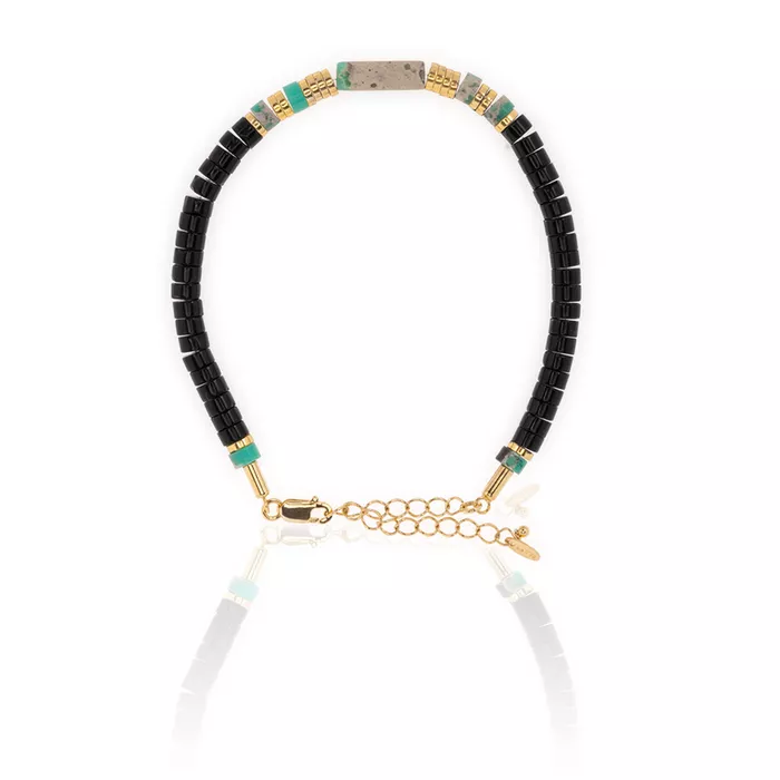 Pulseira Pedra Natural Disco Ônix Negra/jasper Verde Prata/banhado Ouro 20ml 