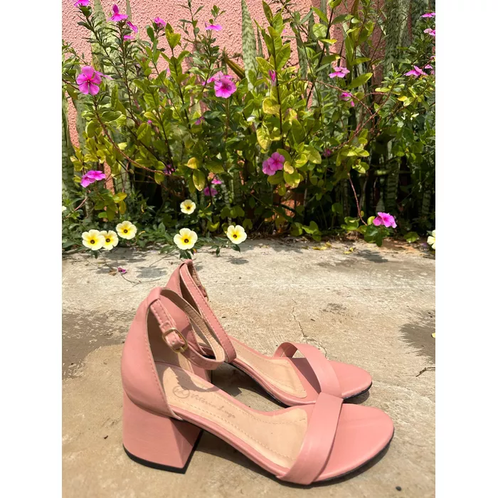 Sandália Gisele salto bloco 6cm Rosé - NAYKAZUMI