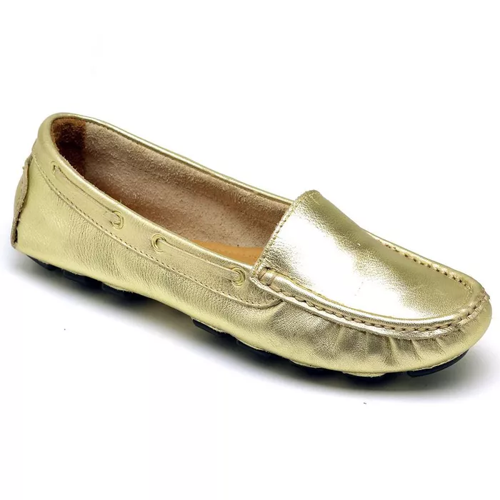Mocassim drive em couro legítimo Dourado - NAYKAZUMI