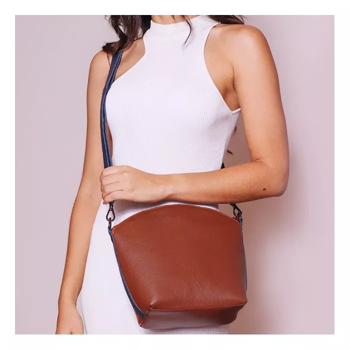 Bolsa de Couro - PAIXÃO - Ferrugem e Azul Marinho - Bubblê