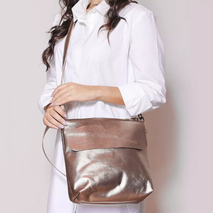 Bolsa de Couro - LOTUS - Champagne - Bubblê