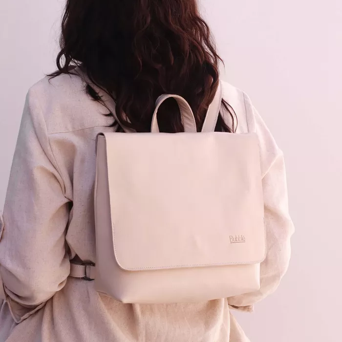 Mochila de Couro - LOTUS - Off White - Bubblê