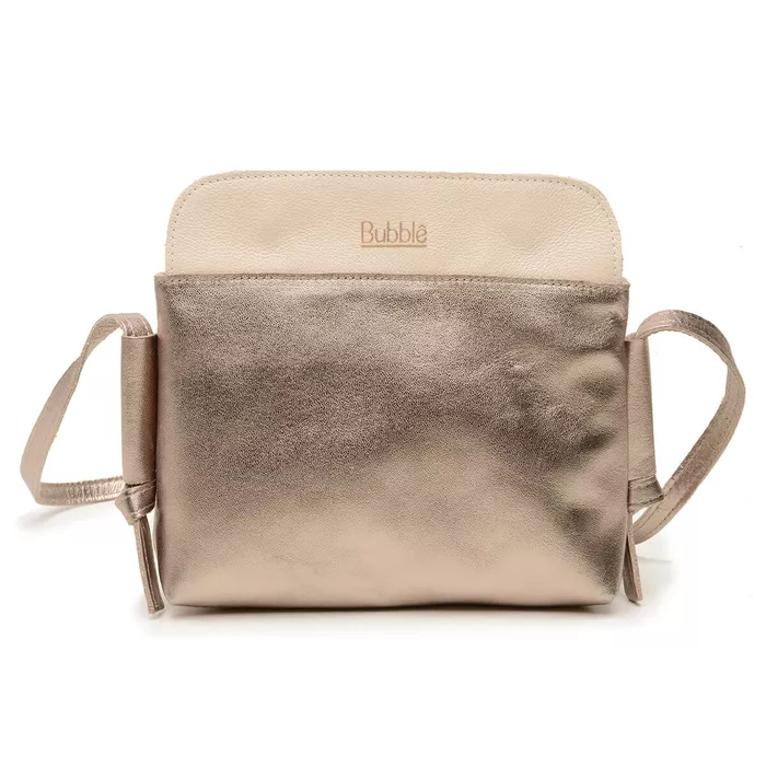 Bolsa de Couro - LIBERDADE - Champagne e Off White - Bubblê