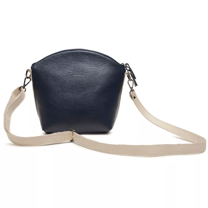 Bolsa de Couro - PAIXÃO - Azul Marinho e Off White - Bubblê