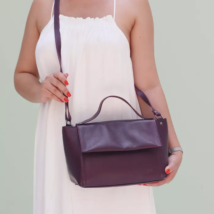 Bolsa de Couro - SERRA - Ameixa - Bubblê