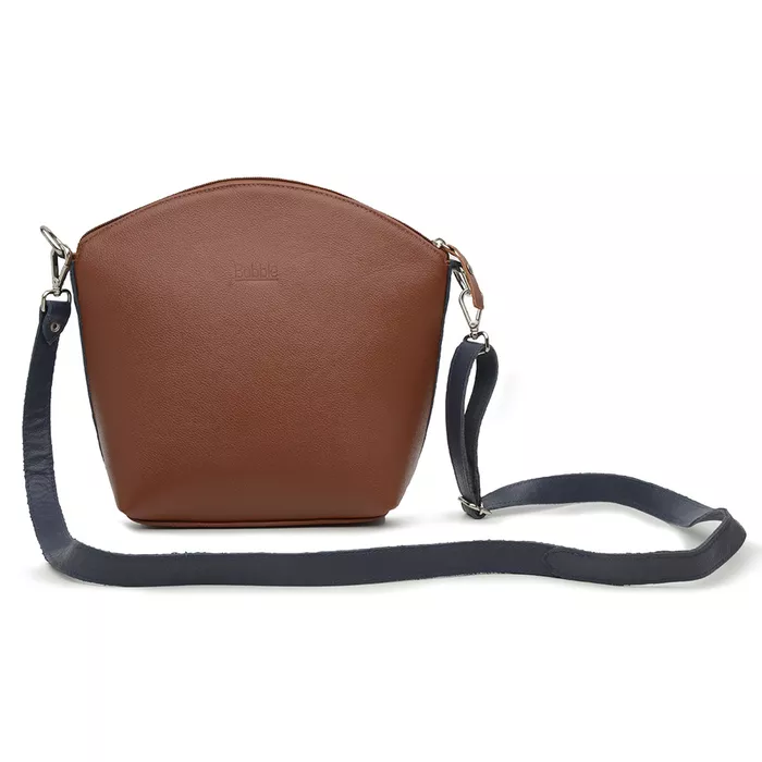 Bolsa de Couro - PAIXÃO - Ferrugem e Azul Marinho - Bubblê