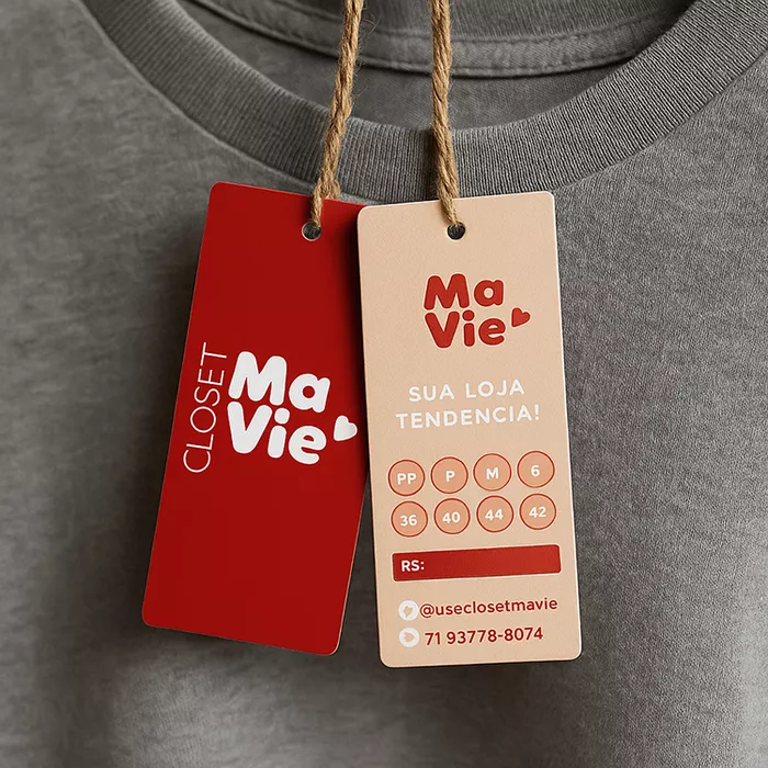 Tag Roupa fino Personalizada - Papel Couchê 300gr – Impressão Frente e Verso