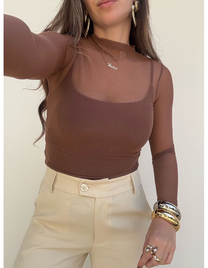 Blusa Antonella - Marrom - Du Jour Boutique