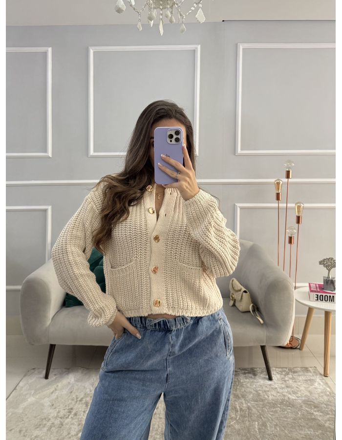 Cardigan Gio - Areia - Du Jour Boutique