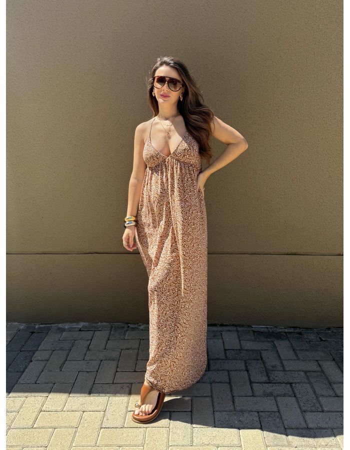 Vestido Flower - Marrom - Du Jour Boutique