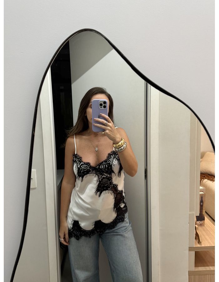 Blusa Cetim com Renda - PB - Du Jour Boutique