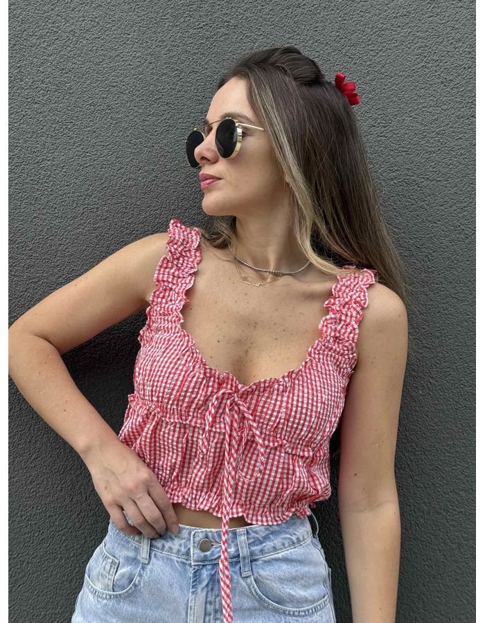 Cropped Vichy - Vermelho - Du Jour Boutique