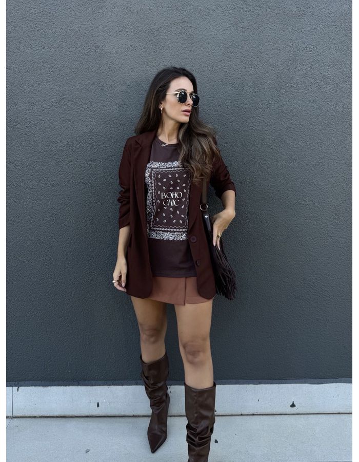 T-shirt Boho - Marrom - Du Jour Boutique