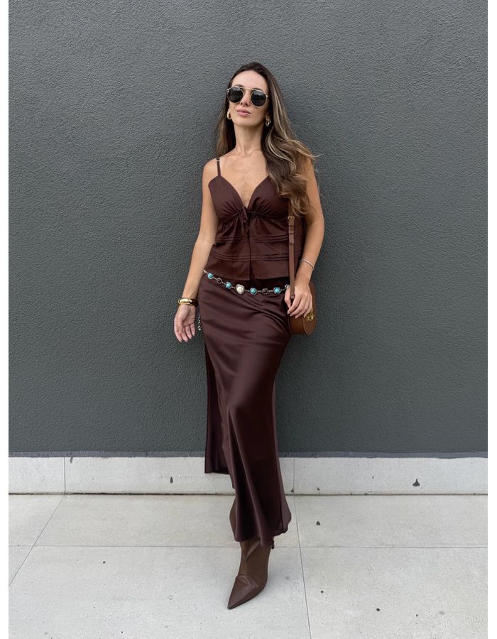 Saia Cinthia - Marrom - Du Jour Boutique