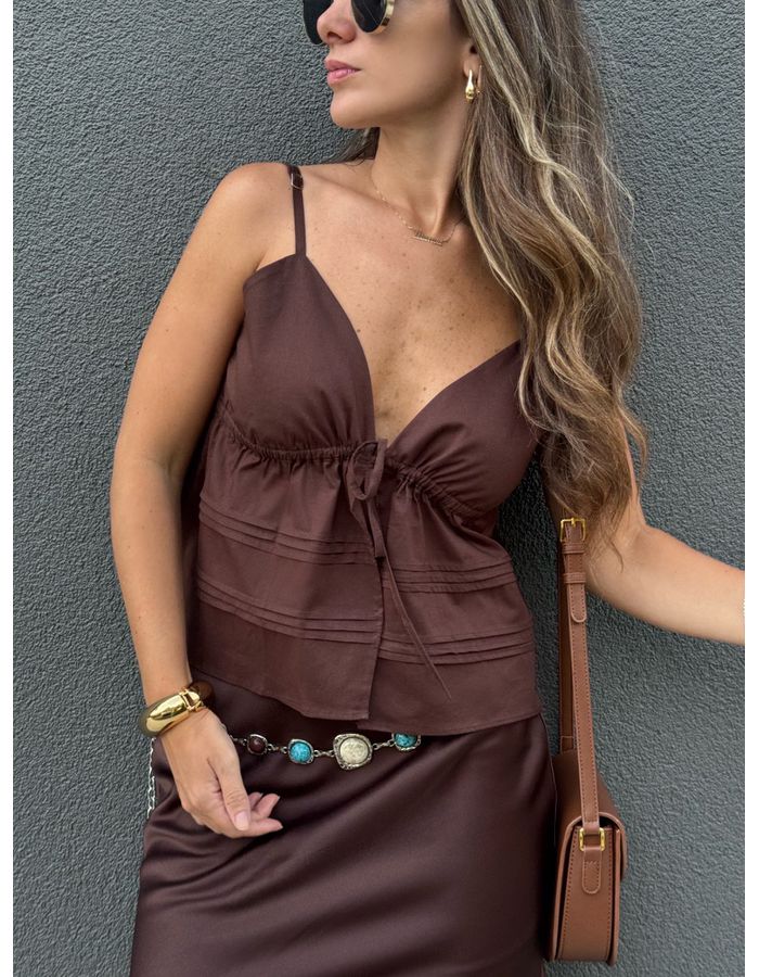 Blusa Luma - Marrom - Du Jour Boutique