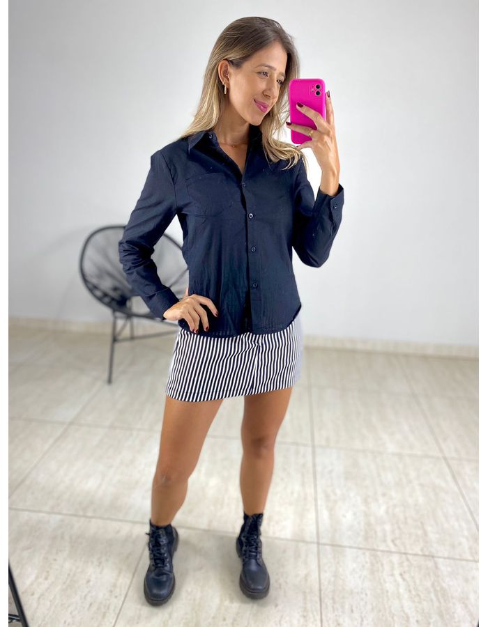 CAMISA VISCOLINHO PRETO - MOOD STORE